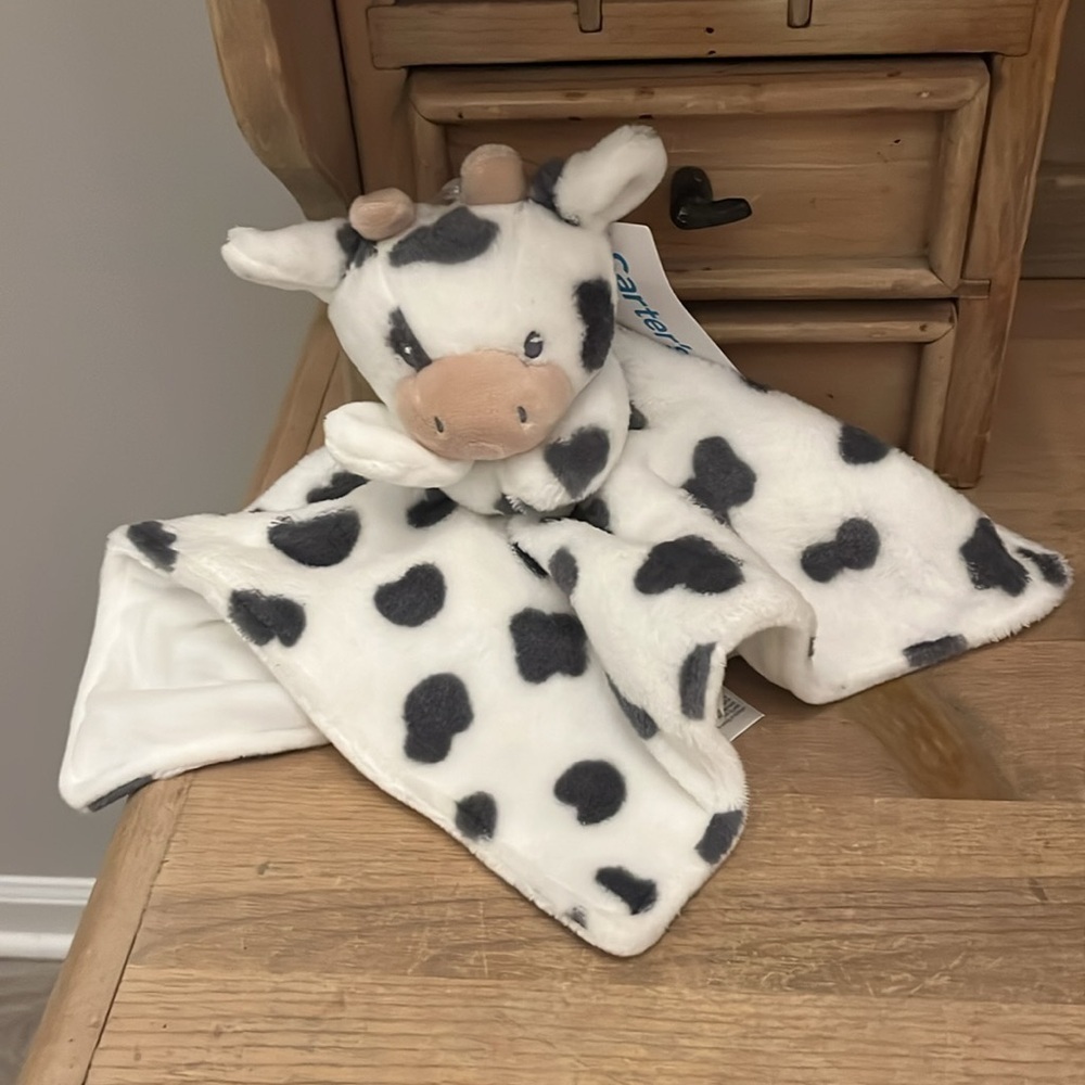 Carter’s Cow Baby Lovey Security Blanket NWT Polka Dot - Picture 1 of 11
